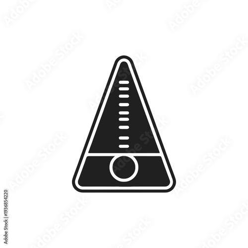 Black Metronome icon, musical tempo indicator, essential for practice and performance, isolated on transparent background