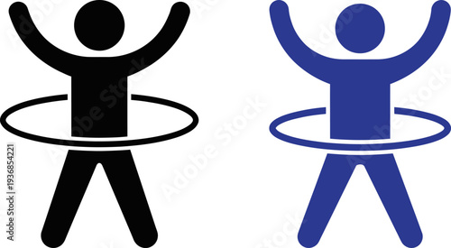 Stylish illustrations of people exercising with hula hoops