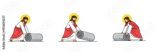 Muslim family praying together on a mat