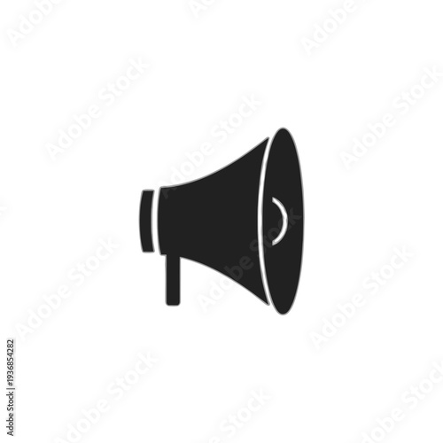 Black Megaphone Icon for Announcements and Promotions, Simple Vector Graphic isolated on transparent background