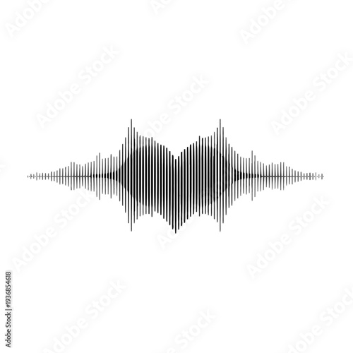 Abstract Heart Sound Waveform Graphic, Music Pulse Visualization, Audio Signal Concept isolated on transparent background