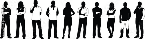 Group of Successful Business Men in Formal Suits and Ties Standing Confidently as a Professional Corporate Team Silhouette Flat Vector Illustration