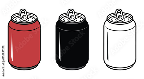 Soda can icon isolated on white background, simple vector illustration representing soft drinks, beverages, cola, and carbonated drink concepts for menus, apps, and digital design