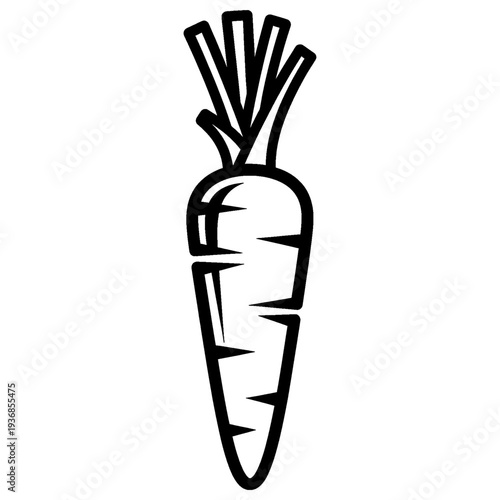 Black and White Carrot Icon Vector