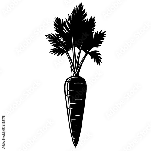 Black and White Carrot Silhouette Illustration