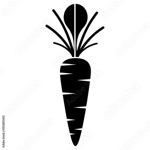 Black Silhouette Icon of a Fresh Carrot Vegetable