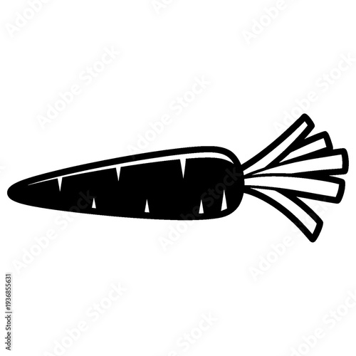 Black and White Carrot Icon Illustration