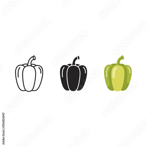 Pepper Icon Set Food Vegetable Iconography