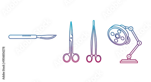 Surgical Instruments Scalpel Scissors Operating Lamp.