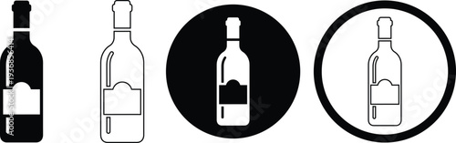 Wine bottle illustrations in various formats and shapes