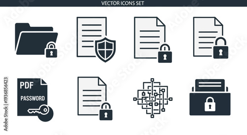 Security Icons for Documents and Data Protection.