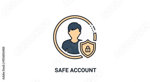 Safe Account Protection Shield Icon Illustration.