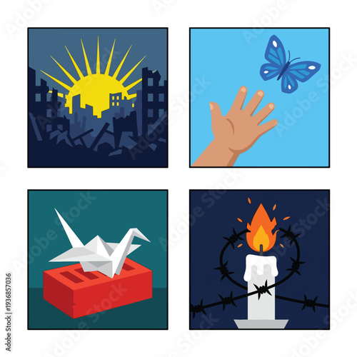 Peace Hope Resilience and Conflict Survival Concept Set