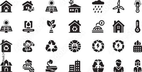 Eco-Friendly, Renewable Energy, and Climate Change Icon Collection
