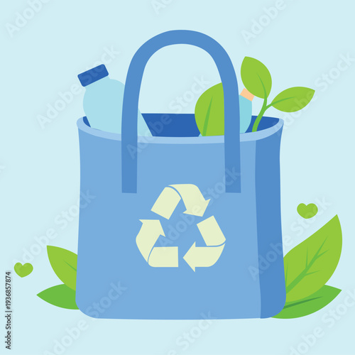 Reusable Grocery Bag with Recycling Symbol