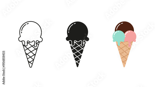 Ice Cream Cone Vector Sweet Treat Summer Refreshment
