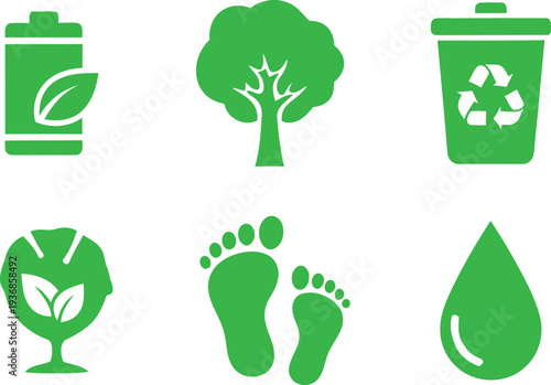 Eco friendly icons representing sustainable living concepts