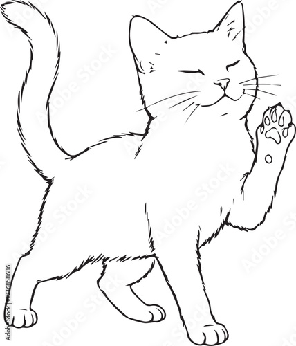 Cat Doing Yoga Cute Coloring Page Illustration

