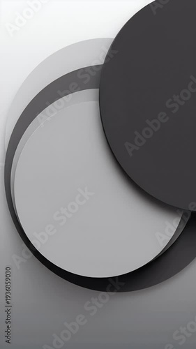 Abstract geometric design featuring layered circles in grayscale tones creating a modern and minimalist aesthetic perfect for backgrounds branding or digital art projects