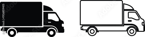 Black and white truck silhouettes for logistics and transportation themes