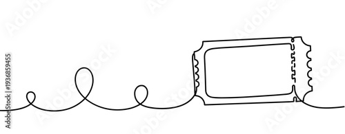 Event ticket lying on decorative continuous wavy line. none editable strokes