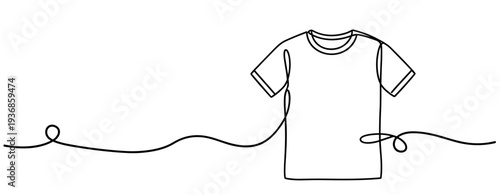 T shirt displayed hanging on continuous line background. none editable strokes