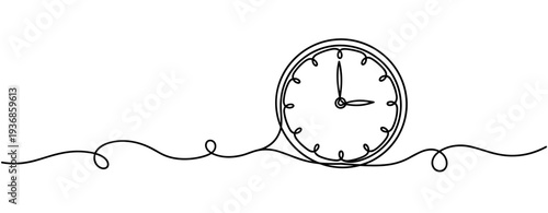 Clock resting on continuous line with simple circular dial. none editable strokes