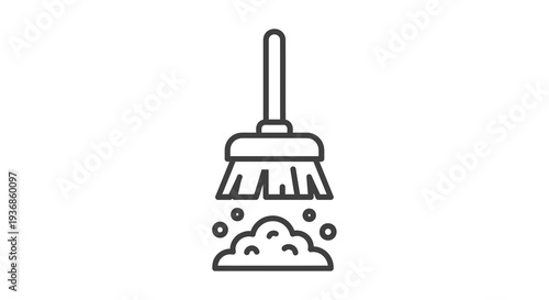 Broom Sweeping Dust Icon Vector Illustration Style Graphic for Cleaning and Housekeeping Services