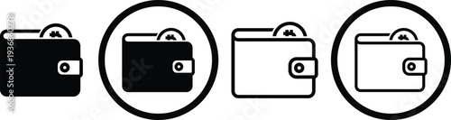 Three black and white briefcase icons in various shades and circles