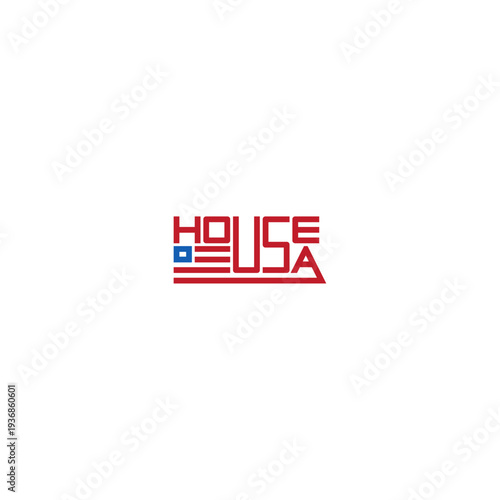 House and USA abbreviation of words logo.