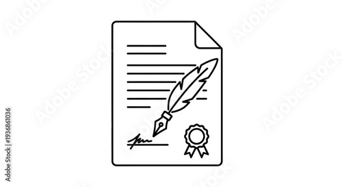 Certificate document with feather quill pen.
