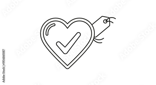 Heart with checkmark love concept icon.