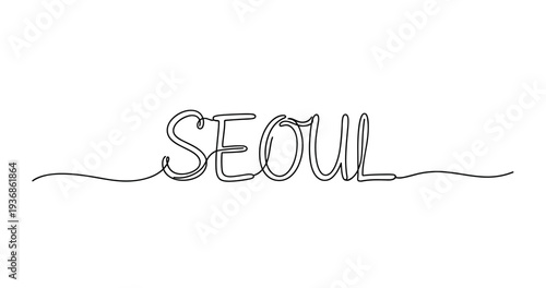 Artistic continuous line drawing of seoul text. No editable strokes