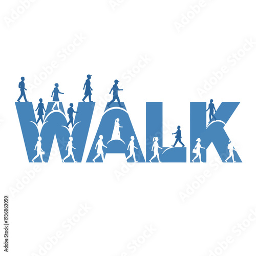 Celebrating National Walking Day with people walking in a park on a sunny day outdoors from a bird's eye view