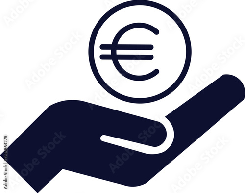 Hand holding euro currency icon representing financial payment, European money transaction, banking investment and business finance concept vector illustration