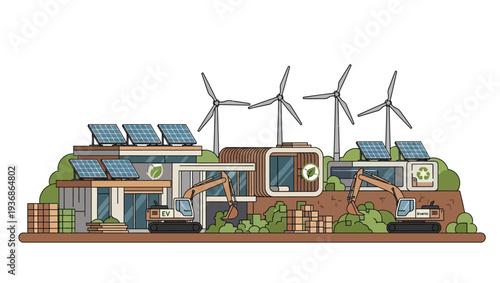 Eco friendly sustainable energy concept illustration.