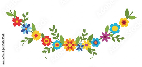 Vibrant floral border with festive blossoms for a joyful botanical party.