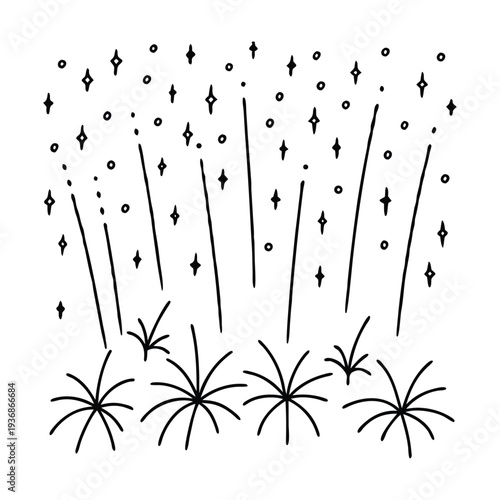 Set of 36 black firework icons vector