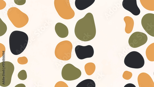 Abstract organic shapes seamless pattern. Hand drawn boho background with earth tones. Minimalist vector texture for textile and wallpaper