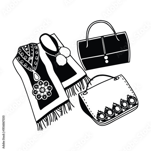 Vector illustration of 3 fashion accessories