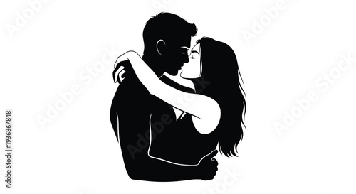 A silhouetted couple embraces in a tender moment showcasing affection and intimacy high quality professional detailed