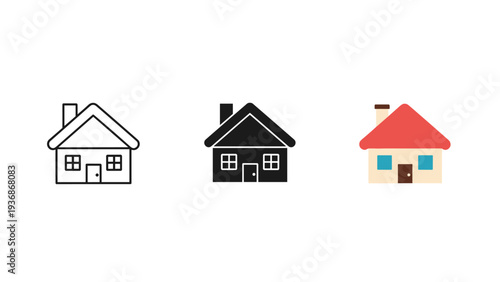House Icon Set Property Symbol Commercial