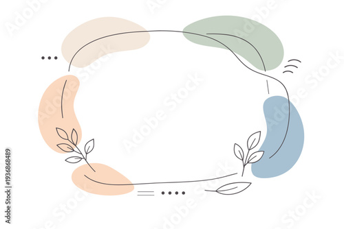 Wellness branding visuals. Organic shapes layered softly around a central space, suitable for wellness logos or messaging. Calm holistic mood with natural flow