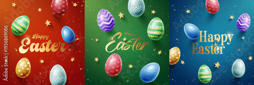 Easter holiday, hare with a basket of Easter eggs, Easter eggs. Vector illustration. Easter Holiday social media banner template design.
