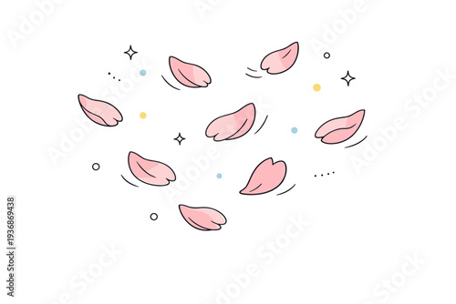 Petals falling naturally as a visual metaphor. Floating petals in open space with no visible source. Symbol of change, impermanence, and gentle transition.