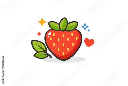 Strawberry healthy eating representing clean nutrition and seasonal produce. A friendly visual metaphor with a strawberry paired with subtle health cues like
