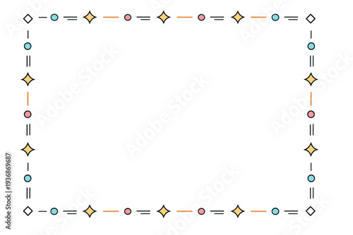 Decorative borders. Clean geometric border with repeating minimal shapes aligned evenly along the edges. Structured and versatile design for professional use.