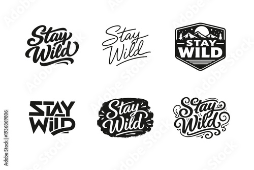 Start Fresh. Set lettering. harmonious lettering variations of the same emblematic concept, each with different artistic interpretation (Bold hand-lettering