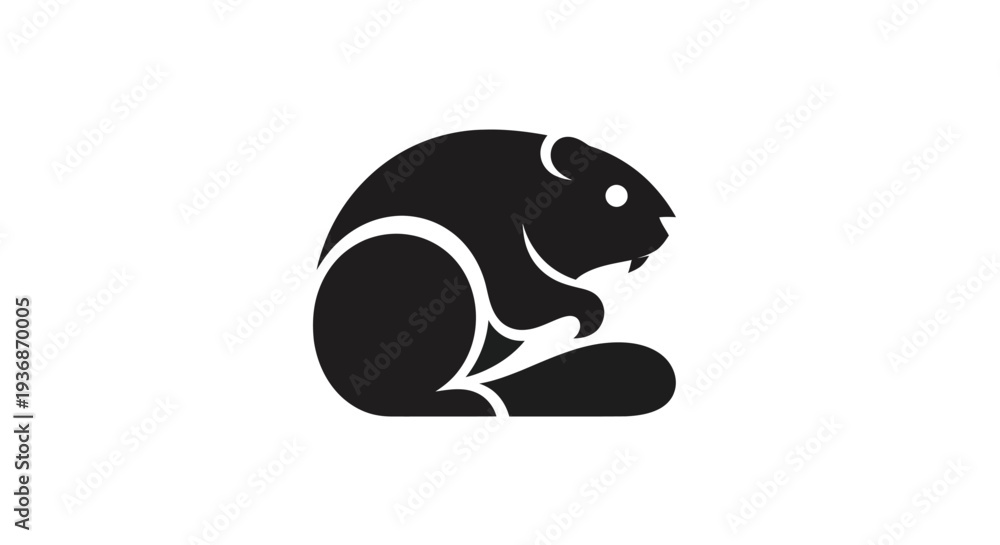 Obraz premium Stylized black beaver silhouette on white