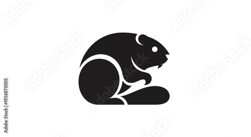 Stylized black beaver silhouette on white